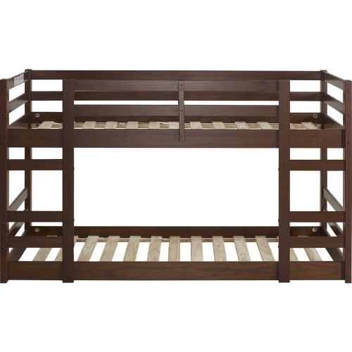 Low Wood Twin Bunk Bed in Walnut Finish Pine