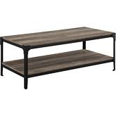 Angle Iron Wood Coffee Table in Grey Wash