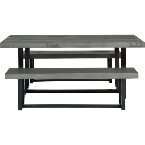 3 Piece Farmhouse Dining Set in Grey & Black