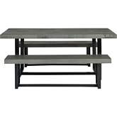 3 Piece Farmhouse Dining Set in Grey & Black