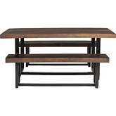 3 Piece Farmhouse Dining Set in Mahogany & Black