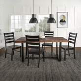 5 Piece Farmhouse Dining Set in Mahogany & Black