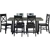 7 Piece Farmhouse Dining Set in Grey & Black