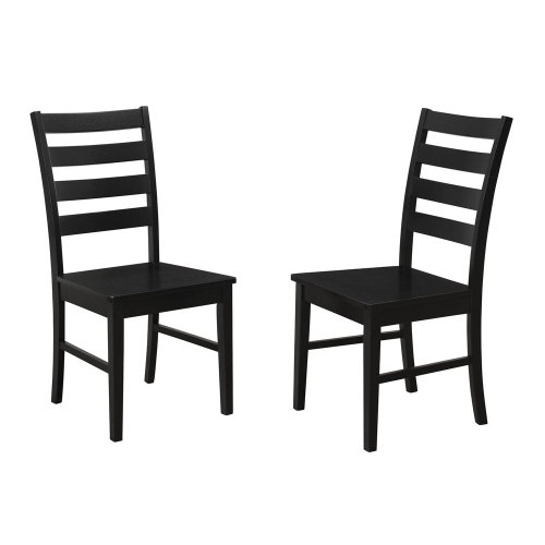 Wood Ladder Back Dining Chair in Black (Set of 2)