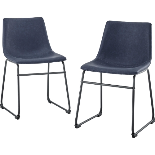 18" Dining Chair in Navy Blue Leatherette (Set of 2)