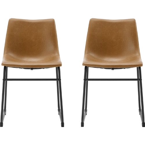 18" Industrial Dining Chair in Whiskey Brown Leatherette (Set of 2)