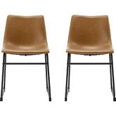 18" Industrial Dining Chair in Whiskey Brown Leatherette (Set of 2)