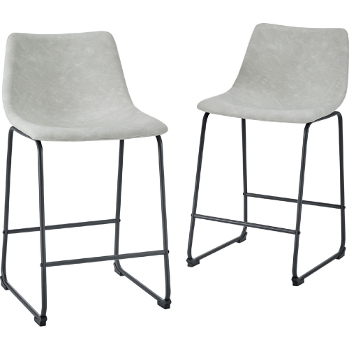 26" Counter Stool in Grey Leatherette (Set of 2)