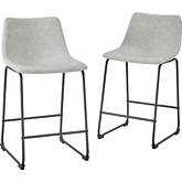 26" Counter Stool in Grey Leatherette (Set of 2)