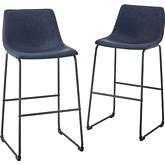 30" Bar Stool in Navy Blue Leatherette (Set of 2)