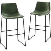 CHL 30" Bar Stool in Green Faux Leather & Black Metal (Set of 2)