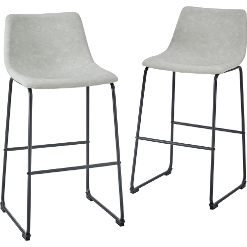 30" Bar Stool in Grey Leatherette (Set of 2)