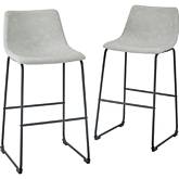 30" Bar Stool in Grey Leatherette (Set of 2)