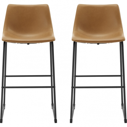 30" Industrial Bar Stool in Whiskey Brown Leatherette (Set of 2)