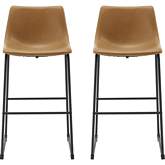 30" Industrial Bar Stool in Whiskey Brown Leatherette (Set of 2)