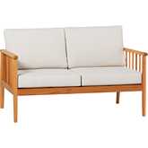 Circa Outdoor Spindle Style Loveseat in Natural Finish Wood