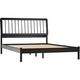 Cama Solid Wood Queen Spindle Bed in Black Finish