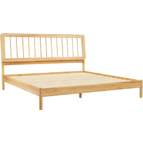 Cama King Bed w/ Spindle Headboard in Natural Finish Wood