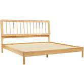 Cama King Bed w/ Spindle Headboard in Natural Finish Wood