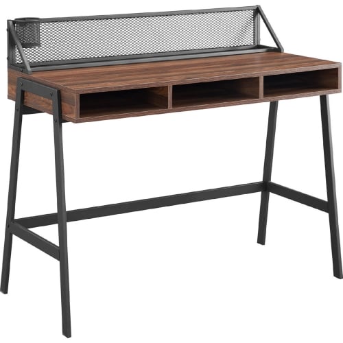 42" Mesh Back Writing Desk in Dark Walnut