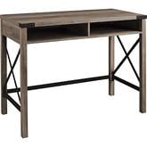 42" Farmhouse Metal & Wood Desk in Grey Wash