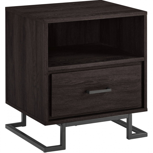 Danae 1 Drawer Nightstand in Charcoal Finish & Metal