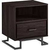 Danae 1 Drawer Nightstand in Charcoal Finish & Metal