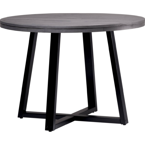 42" Round Dining Table in Distressed Grey & Black Wood