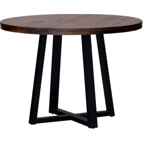 42" Round Dining Table in Distressed Mahogany & Black Wood