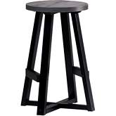 24" Counter Stool in Distressed Grey & Black Wood (Set of 2)