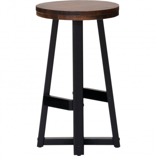 24" Counter Stool in Distressed Mahogany & Black Wood (Set of 2)