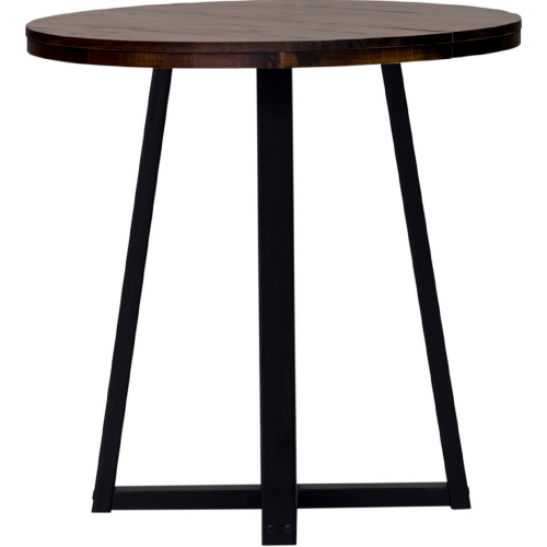 36" Round Counter Dining Table in Distressed Mahogany & Black Wood