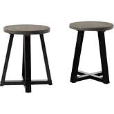 18" Kitchen Stool in Distressed Grey & Black Wood (Set of 2)