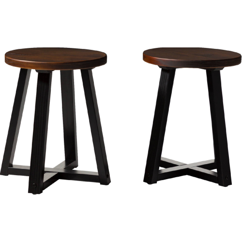 18" Kitchen Stool in Distressed Mahogany & Black Wood (Set of 2)