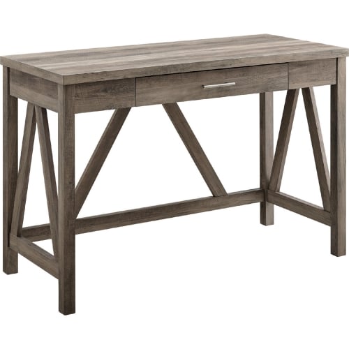 46" Rustic Farmhouse Wood Computer Desk in Grey Wash