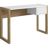 46" Fluted Drawer Writing Desk in English Oak & White