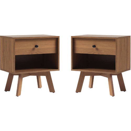 Frans 20" 1 Drawer Nightstand in Mocha Finish (Set of 2)