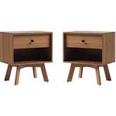 Frans 20" 1 Drawer Nightstand in Mocha Finish (Set of 2)