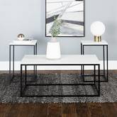 3 Piece Urban Coffee Table Set in White Faux Marble