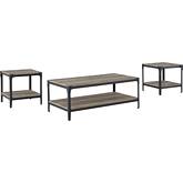 2 Piece Rustic Coffee & End Table Set in Grey Wash Finish