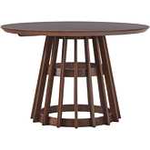 Hamlin 48" Round Dining Table w/ Slatted Base in Brown Finish Wood