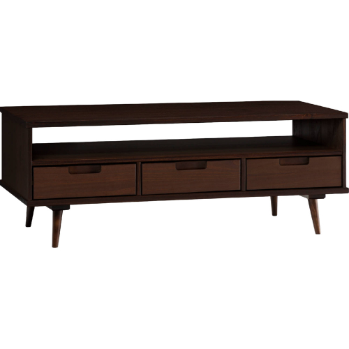 Ivy 48" 3 Drawer Solid Wood Coffee Table in Walnut Finish