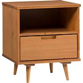 Ivy 20" 1 Drawer Solid Wood Side Table in Caramel Finish