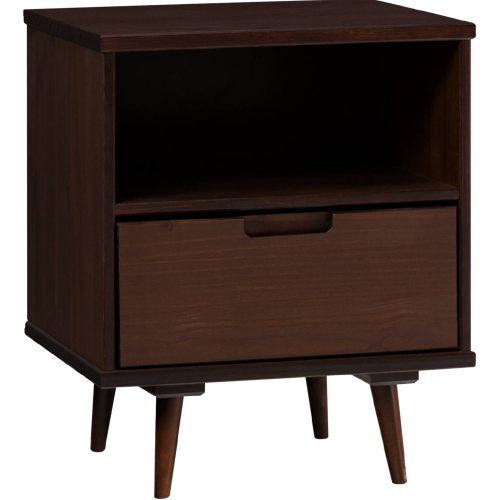 Ivy 20" 1 Drawer Solid Wood Side Table in Walnut Finish