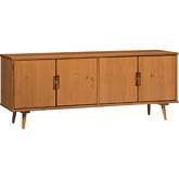 Ivy 60" 4 Door Solid Wood TV Stand in Caramel Finish