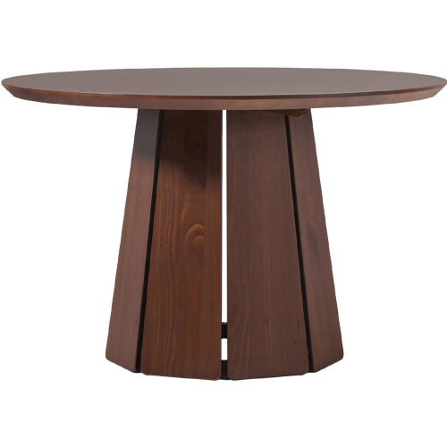 Koa 48" Round Pedestal Dining Table in Brown Finish Wood