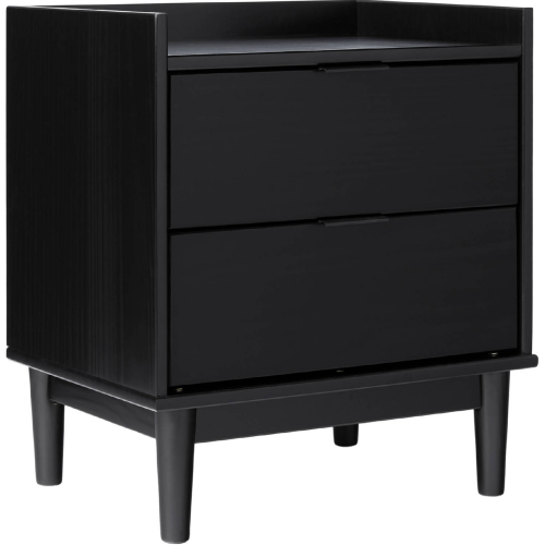 Lee 20" Solid Wood 2 Drawer Nightstand w/ Gallery in Black Finish