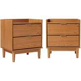 Lee 20" 2 Drawer Nightstand in Caramel Finish Wood (Set of 2)