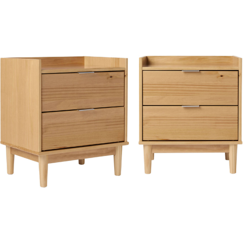 Lee 20" 2 Drawer Nightstand in Natural Finish Wood (Set of 2)