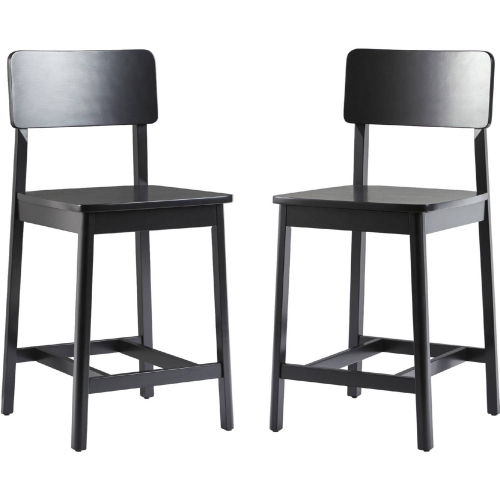 Madsen Counter Stool in Black Finish Wood (Set of 2)